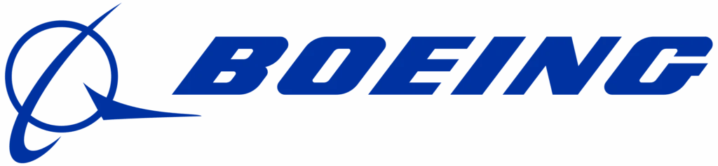 Logo: Boeing text with circular design.