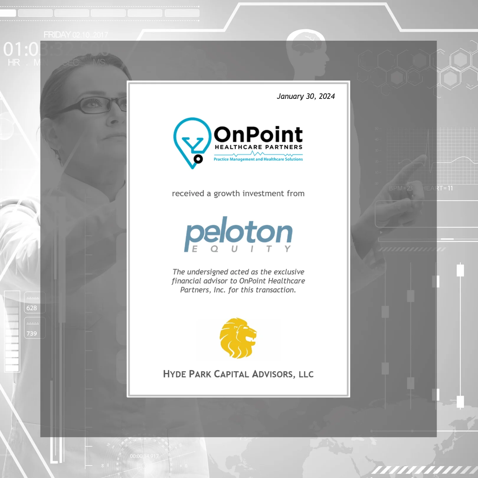 "OnPoint Healthcare investment announcement."