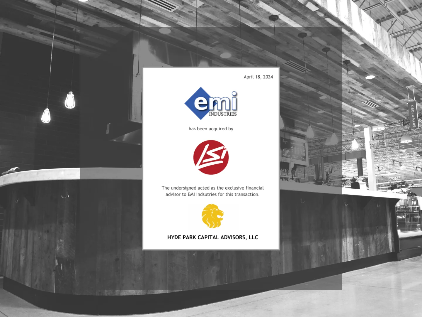 EMI Industries acquired by LSI Industries – Hyde Park Capital served as exclusive financial advisor in this industrial manufacturing M&A transaction