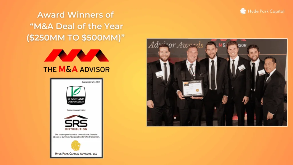 Hyde Park Capital wins M&A Deal of the year - picture of the team winning the award