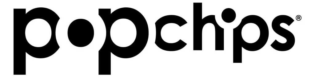 Popchips logo in bold black font.