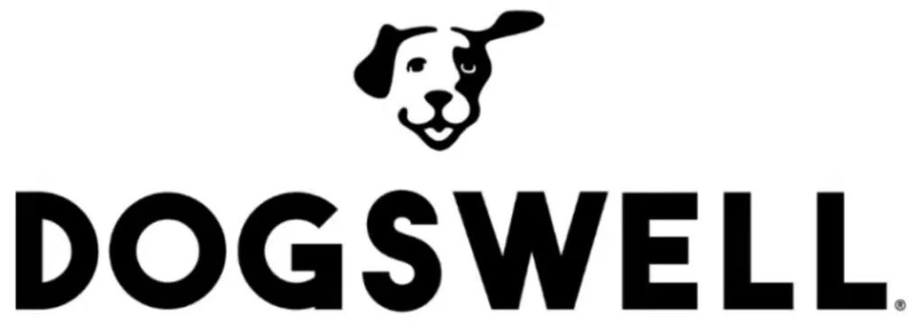 Dogswell logo with dog's face.