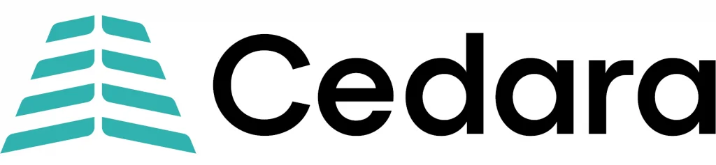 Cedara logo with stylized icon.