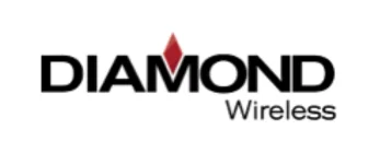 Diamond Wireless logo with red diamond.