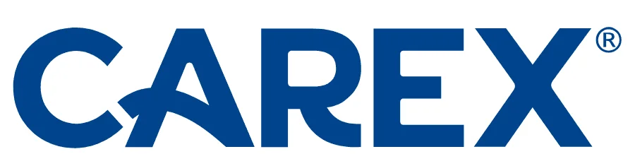 Carex logo in blue text.