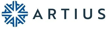 Artius logo with branded graphic on the left-hand side