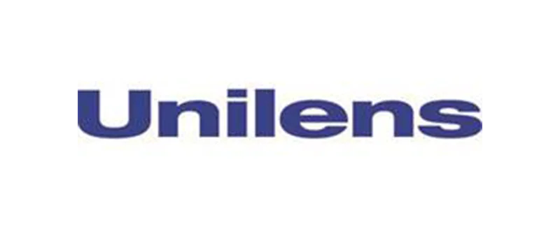 Unilens logo, blue text on white background.