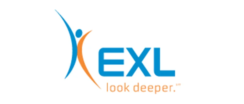 EXL logo, slogan look deeper.