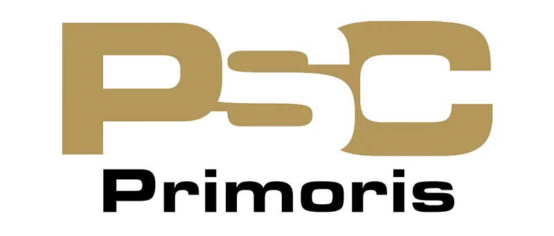 Primoris logo, gold and black text.