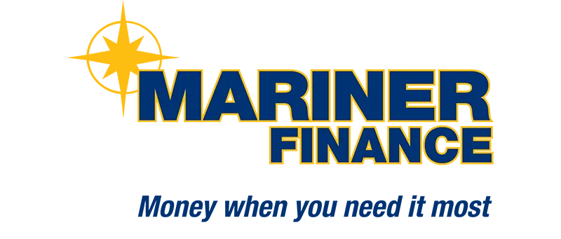 Mariner Finance logo, yellow and blue.