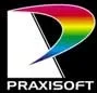 Praxisoft logo with rainbow design.