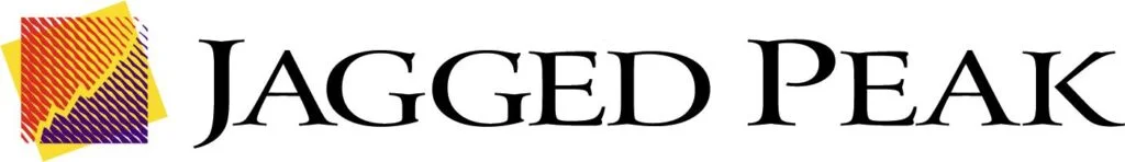 Logo with colorful abstract icon.