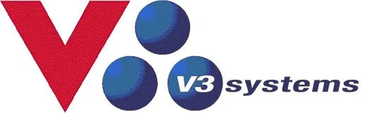 V3 Systems logo with red and blue design.
