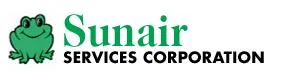 Logo: Sunair Services, frog icon.