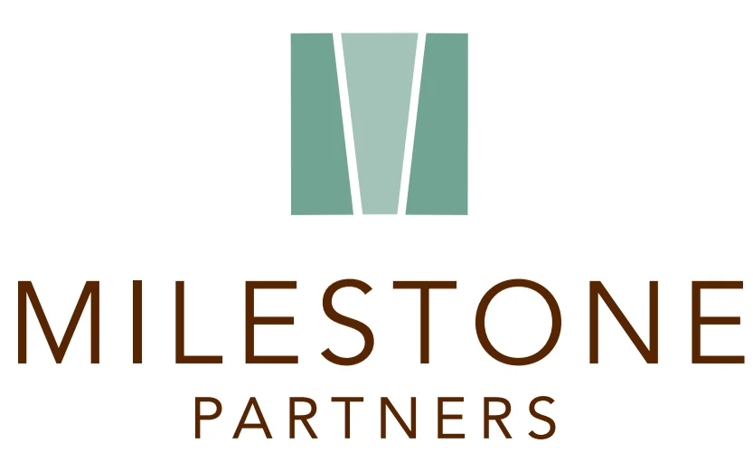 Logo: Milestone Partners with abstract design.