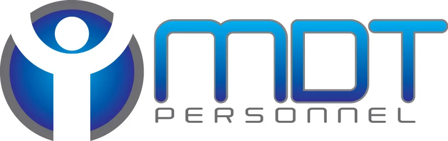 MDT Personnel logo with abstract figure.