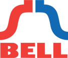 Red and blue abstract shape logo.