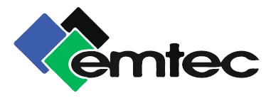 Emtec logo with geometric shapes.