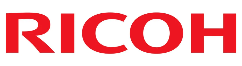 Red Ricoh logo on white background.
