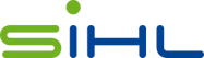Logo with SIHL in green and blue.