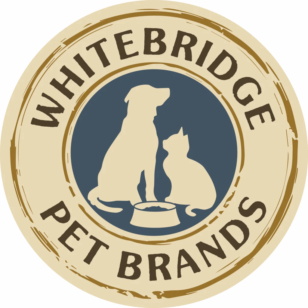 Pet brand logo with dog, cat silhouette.
