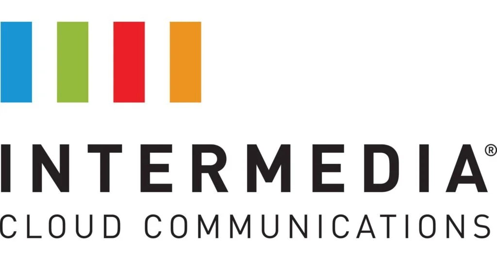 Intermedia logo with colored bars.