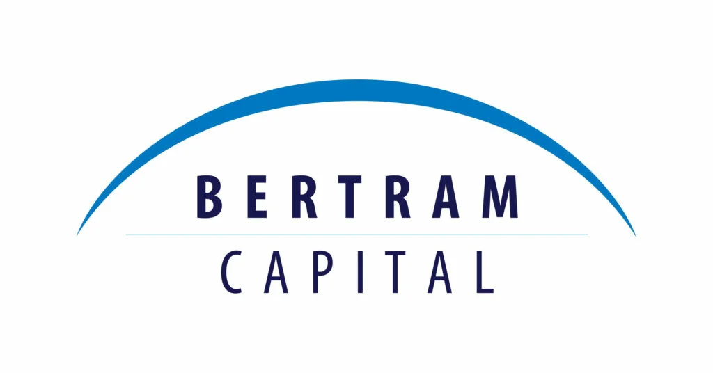 “BERTRAM CAPITAL” in dark blue uppercase letters with a light blue arch swooping above the text.