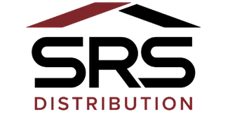 Distribution company logo with dark red roof graphic on black background