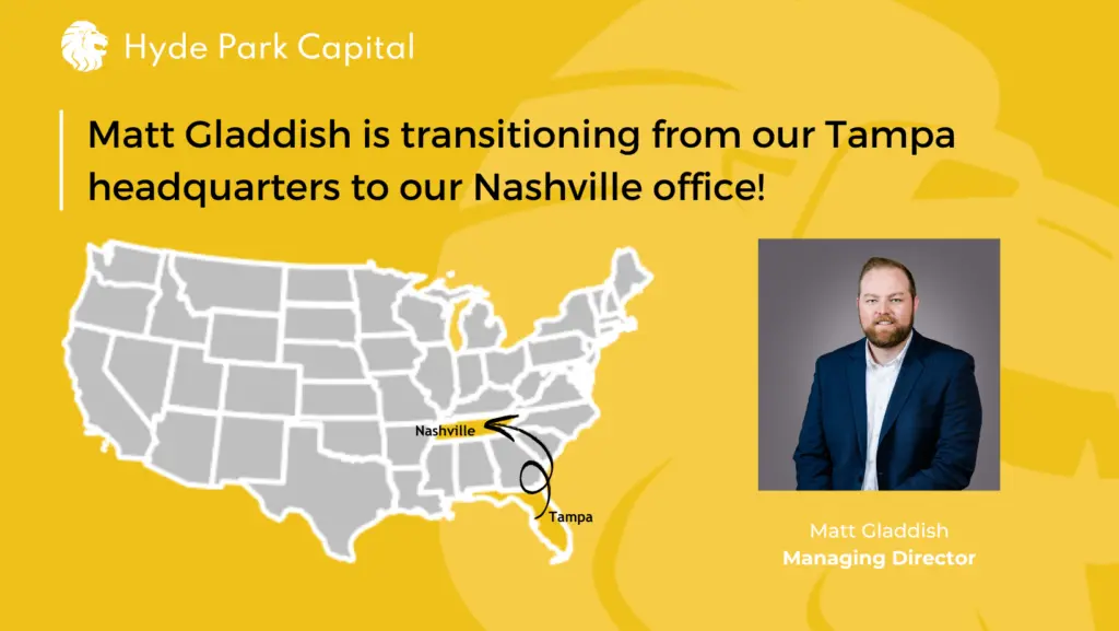 Matt Gladdish is transitioning from our Tampa HQ to our Nashville office
