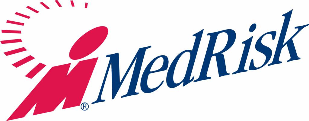 Blue and red MedRisk logo