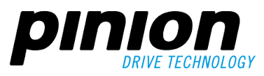 Logo for Pinion Drive Technology, with “pinion” in bold black italic letters and “Drive Technology” in smaller blue italic text underneath.