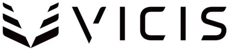 Black minimalist wordmark “VICIS” with angled lines forming a stylized “V” on the left.